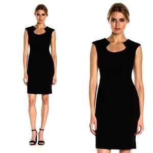Cap Sleeved Sheath with Horseshoe Neckline Dress